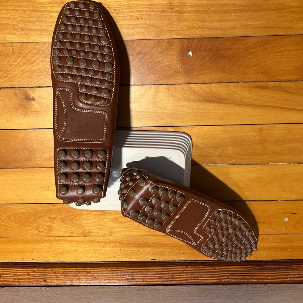 NEW Brown leather driving loafers/moccasins - Lands' End - Picture 9 of 9
